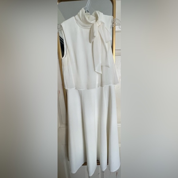 CALVIN KLEIN Tie-Neck Chiffon Wedding Guest Miri dress - Picture 2 of 4